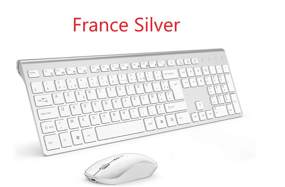 Draadloze Toetsenbord En Muis Combinatie 2.4G Met Usb Interface, Stille Toetsenbord Is Geschikt Voor Laptop Tv Kantoor: France   Silver