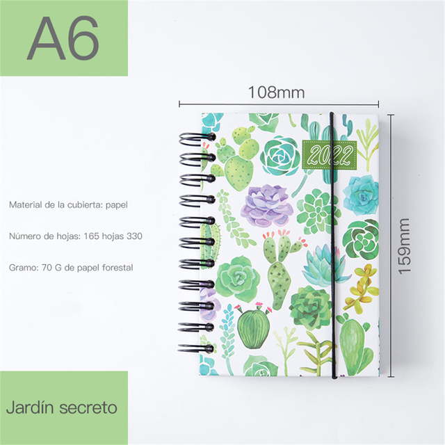 365 Days Schedule Book A6 Coil Notepads Cactus Pattern Planner Reminder Timetable Desk Dates Diary Planner Notebook: A