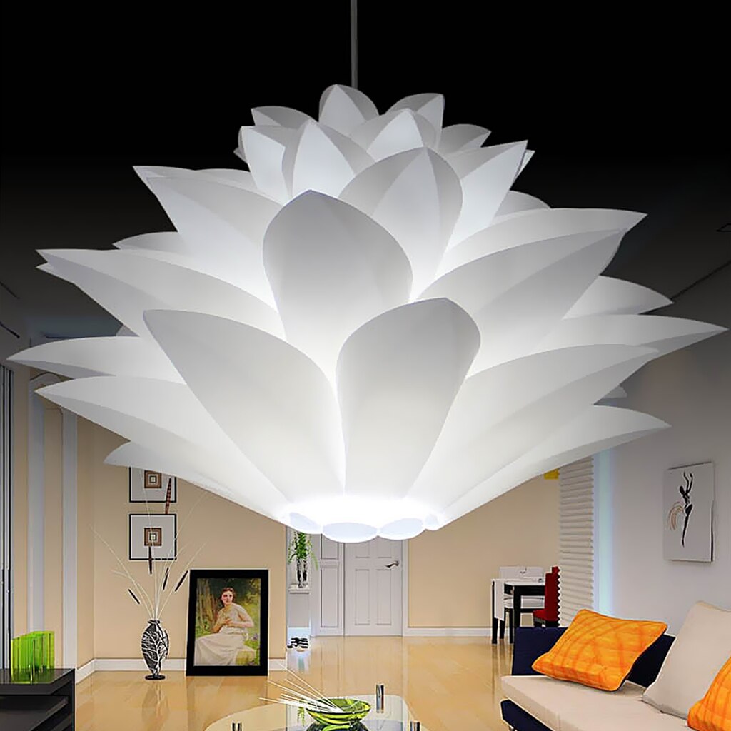 Modern Lotus Ceiling Pendant Light Lamp Shade Chandelier Suspension Lighting Decoration (White)