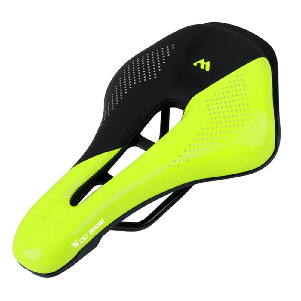Selle de vélo ajourée confortable, respirante et souple avec coussin de siège pour le cyclisme: Fluorescent Green