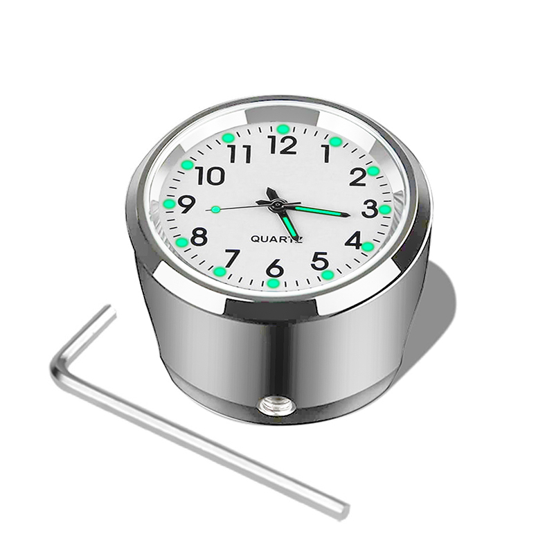 Motorcycle Handlebar Clock Durable Stainless Steel Refit Night Vision Waterproof Shockproof Buckle Motobike Bicycle Watch: black