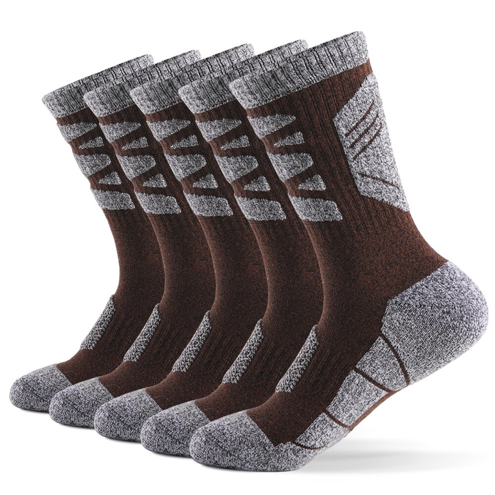 LIXADA Men's Sports Socks Ski Socks Thick Knit Winter Athletic Socks Fitness Breathable Quick Dry Socks For Ski: Coffee / L