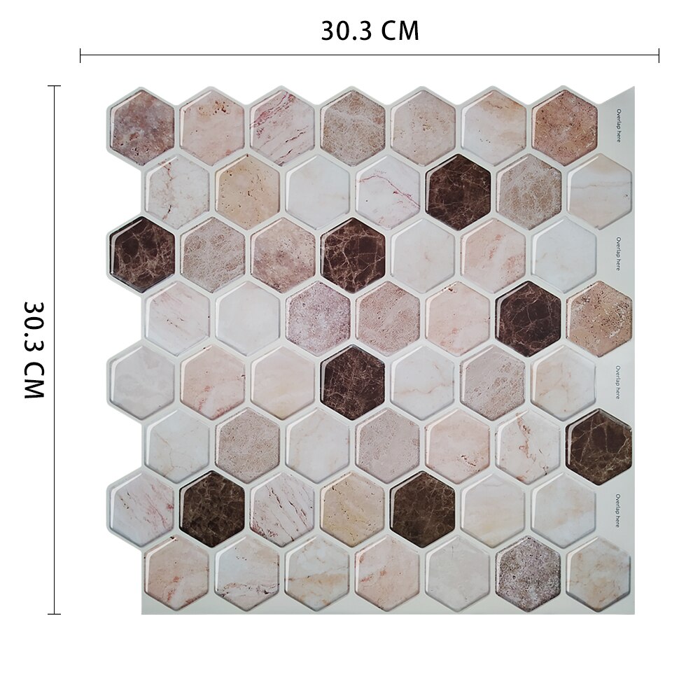 Heminredning vattentät vinyl självhäftande mosaik kakel 3d väggdekal klistermärke självhäftande kök badrum 1 ark: Mshb -515