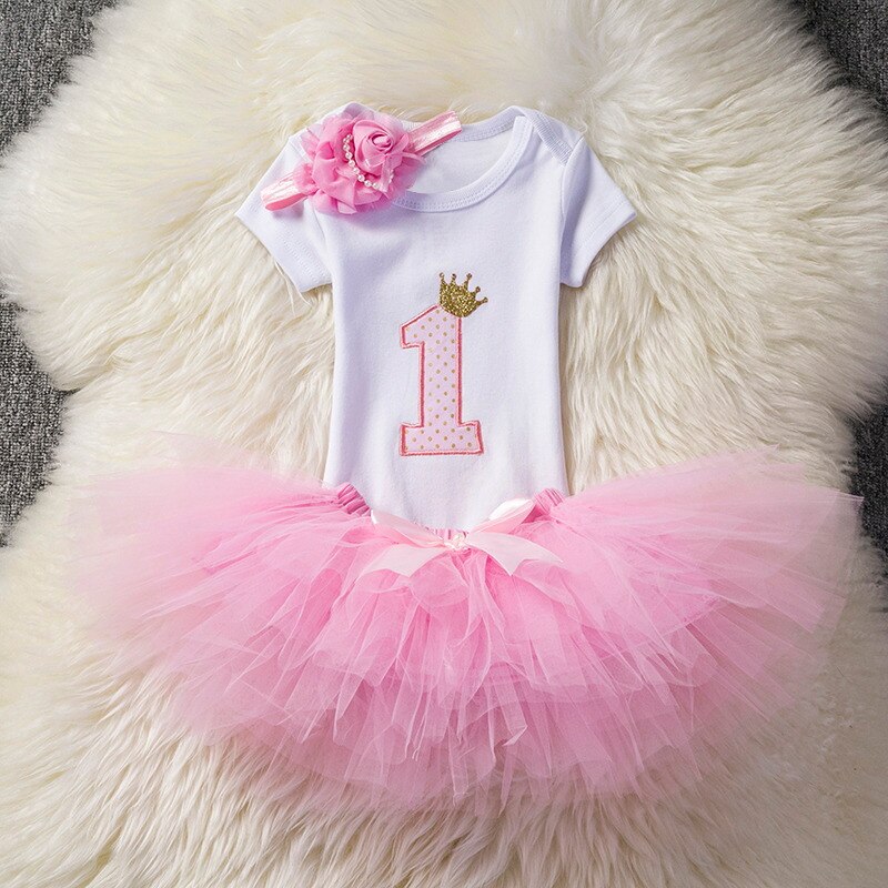 Peuter Kleding Meisje Feestjurk Doop Kinderen Jurken Elegante 1 Jaar Baby Verjaardag Jurk Tutu Dragen Kids Kleding: Dress 1 Pink