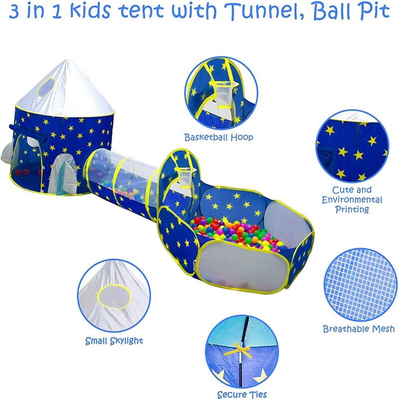 Childrens Pool Tent Bal Pit Speelhuis Crawl Tunnel Outer Space Kids Play Tent Voor Kinderen Indoor Outdoor Speelhuis