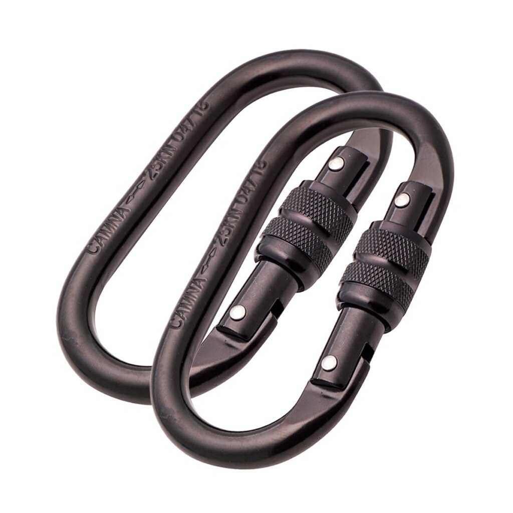 2 stücke Oval-Form 25KN Schraube Locking Karabiner Klettern Abseilen Rettungs Ausrüstung 110X60mm