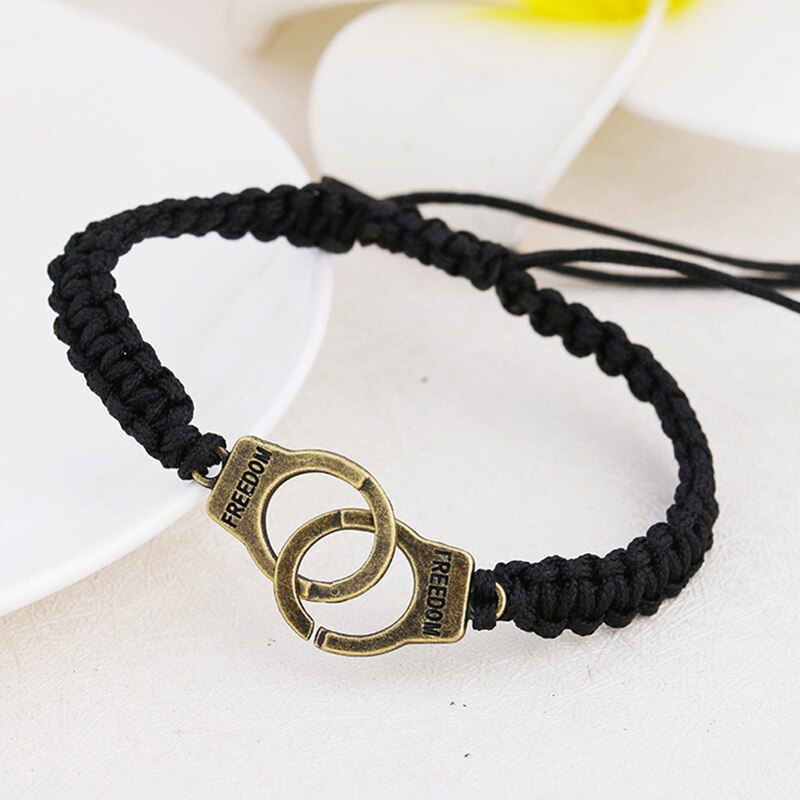 Diffone Handschellen Paar Armbänder Für Liebhaber Handgemachte Geflochtene Schwarz Seil Braslet Abstand Gepaart Braclet Partner Brazalete: Gold