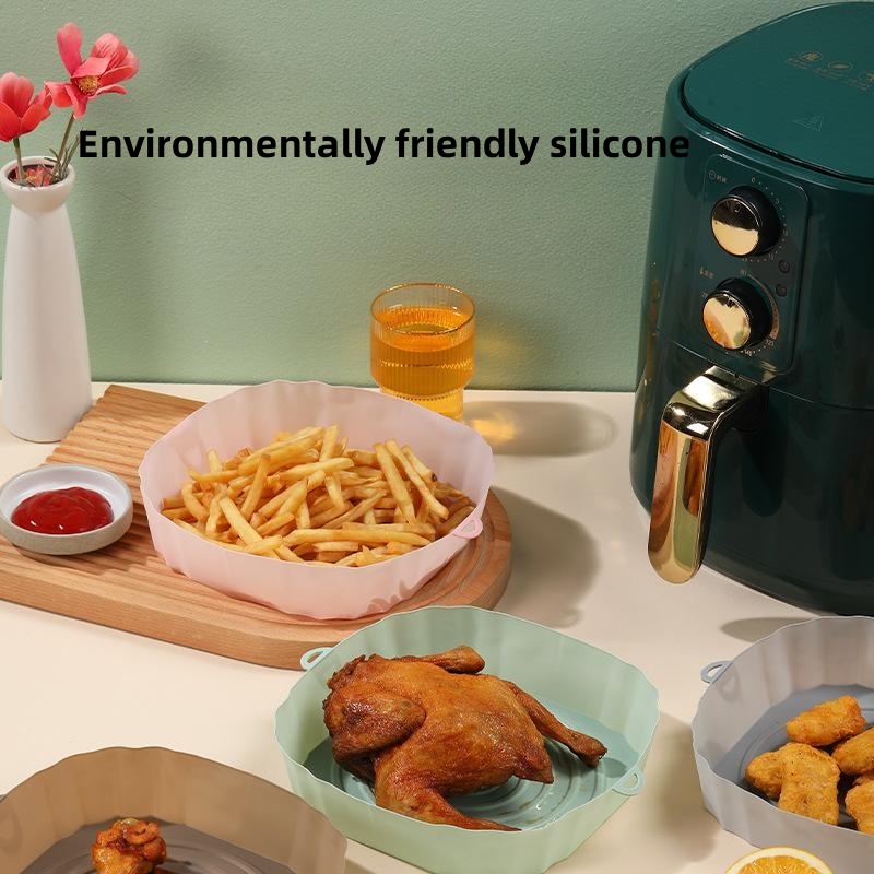 20Cm Lucht Friteuse Pan Siliconen Mand Airfryer Oven Bakplaat Herbruikbare Airfryer Pan Voering Vorm Pizza Gebraden Kip