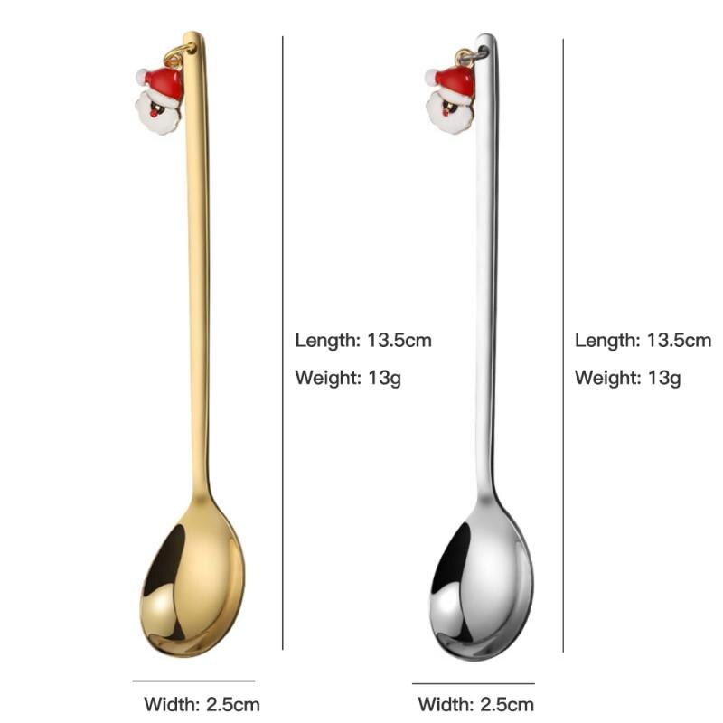 Cute Xmas Spoon Metal Merry Christmas Spoons Coffe Cake Spoon Scoop Xmas Party Table Ornaments Christmas For Kids