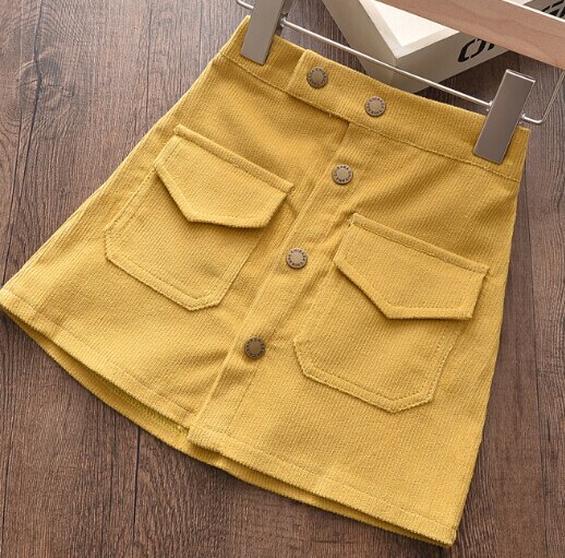 Jupe pour bébés et enfants filles, robe polyvalente demi-longueur enveloppante de fesses en velours côtelé pour enfants: B / 15cm