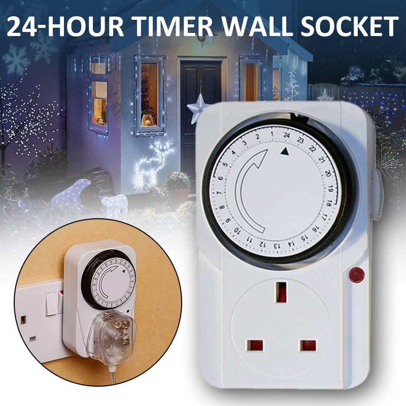 3 Pin UK plug 24-hour Timer Wall Socket Mains timer Plug In Timer Timing Clock Socket UK Plug Timer Switch Outlet