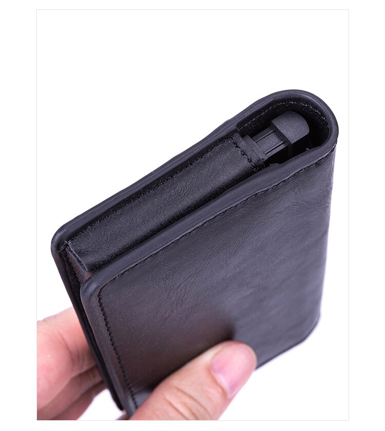 Card Holder Men's PU Cardholder ID Credit Metal Card Case Automatic Card Case Popular for