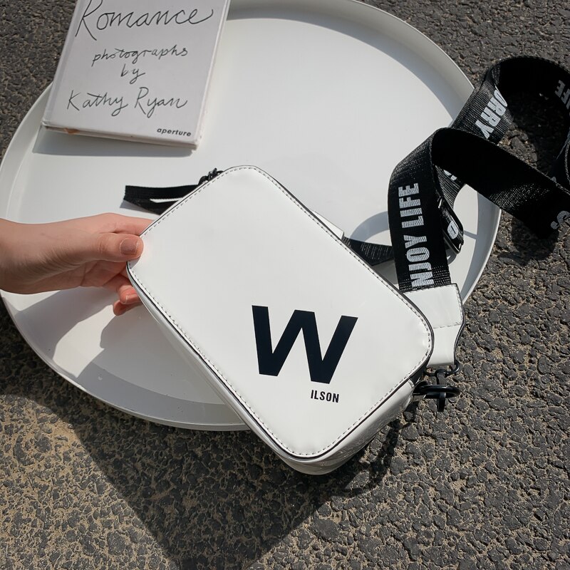 Axukes kamerataske ms. lille firkantet taske bredbånd skulder messenger taske rejsetaske: Hvid