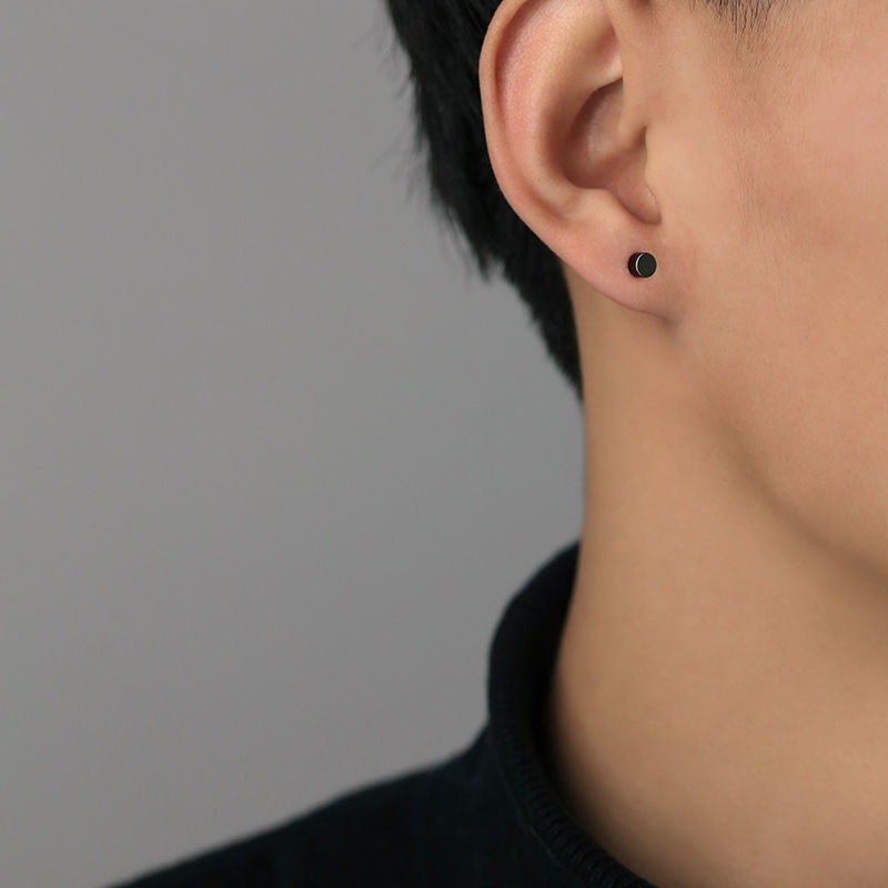 Pendientes con pasador de pastel redondo de doble cara para mujer/hombre, joyería para Piercing de cartílago de oreja de acero inoxidable, 2 uds.