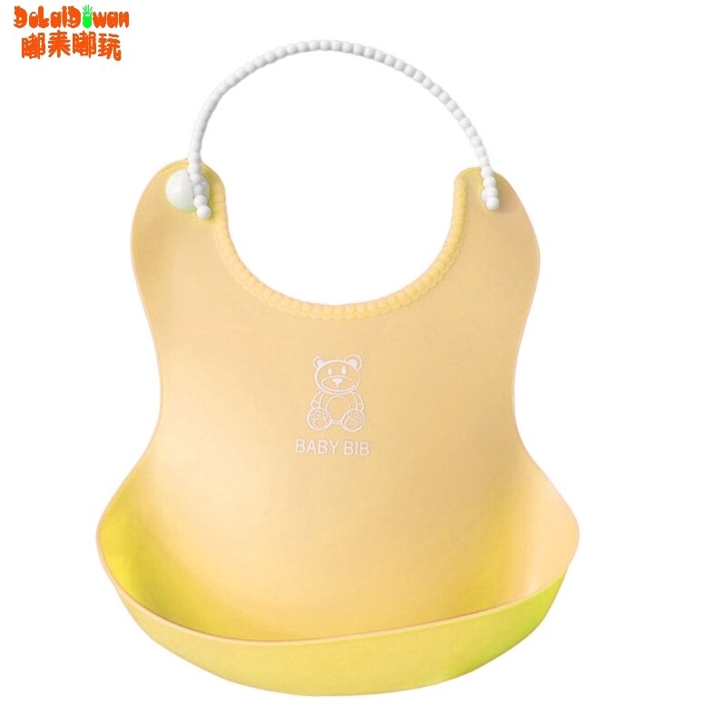 Baby Infant Toddler Waterproof Silicone Bib Infants Feeding Lunch Roll-up Apron BPA free: Yellow