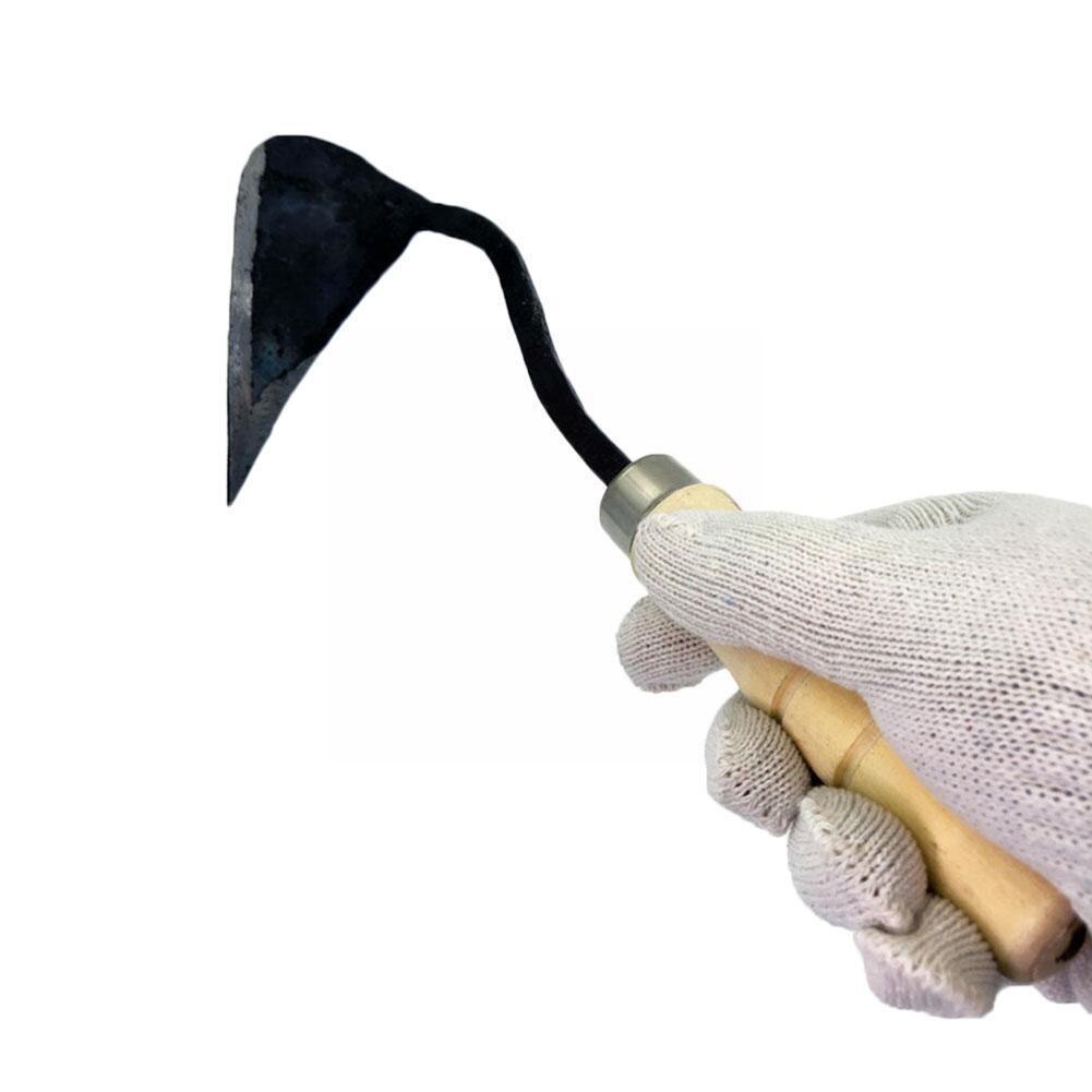 Gardening Hoe Small Wooden Handle Crooked Triangular Seedling Tip Tools Digger Hoes Agriculture Garden Tool Multifunctional K7z1