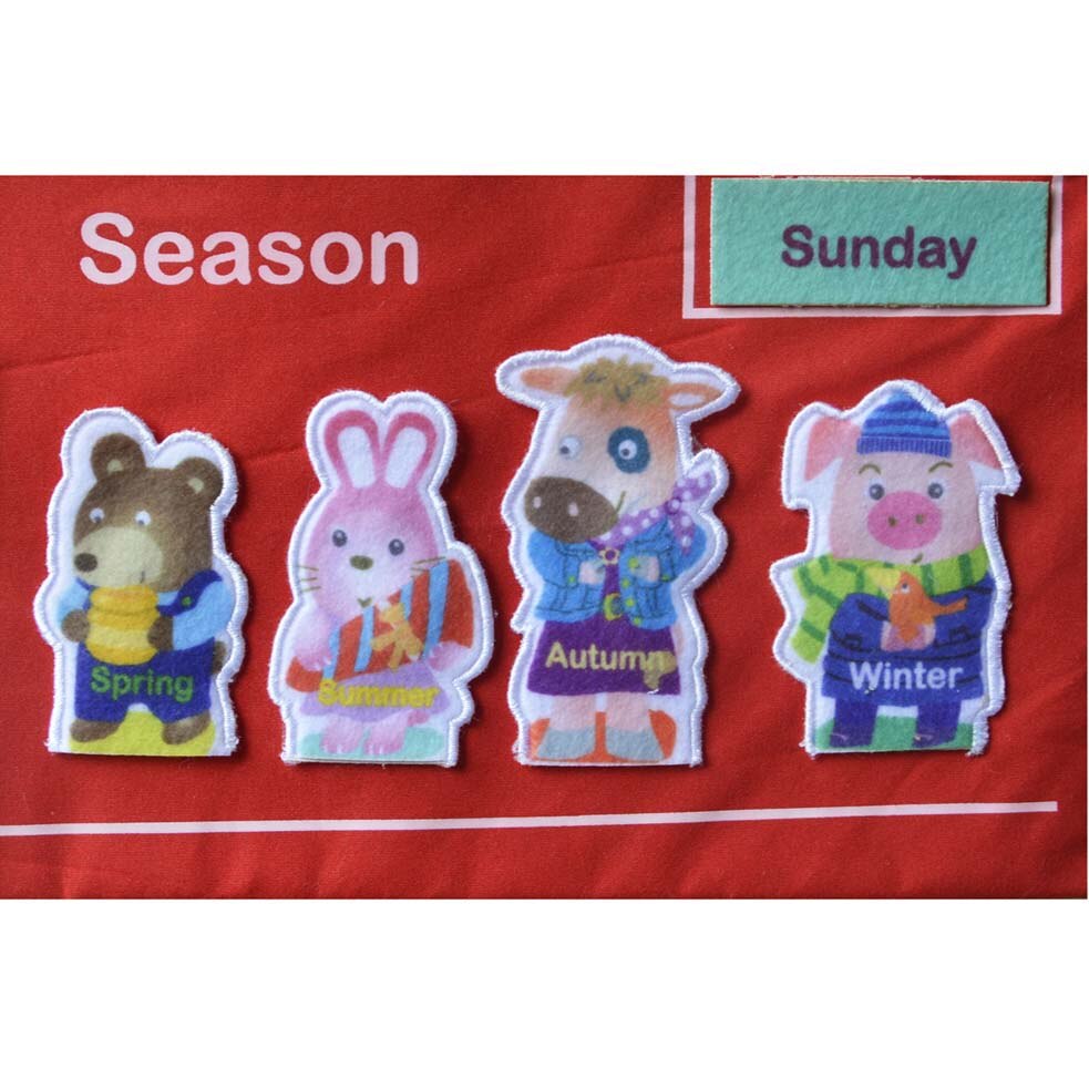 Kindergarten Infant Teaching Aid Educational Toy Cloth Learning English Letter Weather Date Season Calendar Teaching Tool