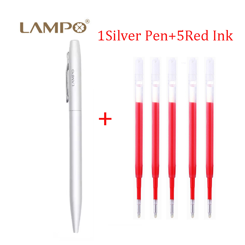 LAMPO Metal Sign Pens Luxury 0.5MM Black Gel Ink Pen Smooth Writing ручка Office School Stationery Supplies boligrafos: Brown
