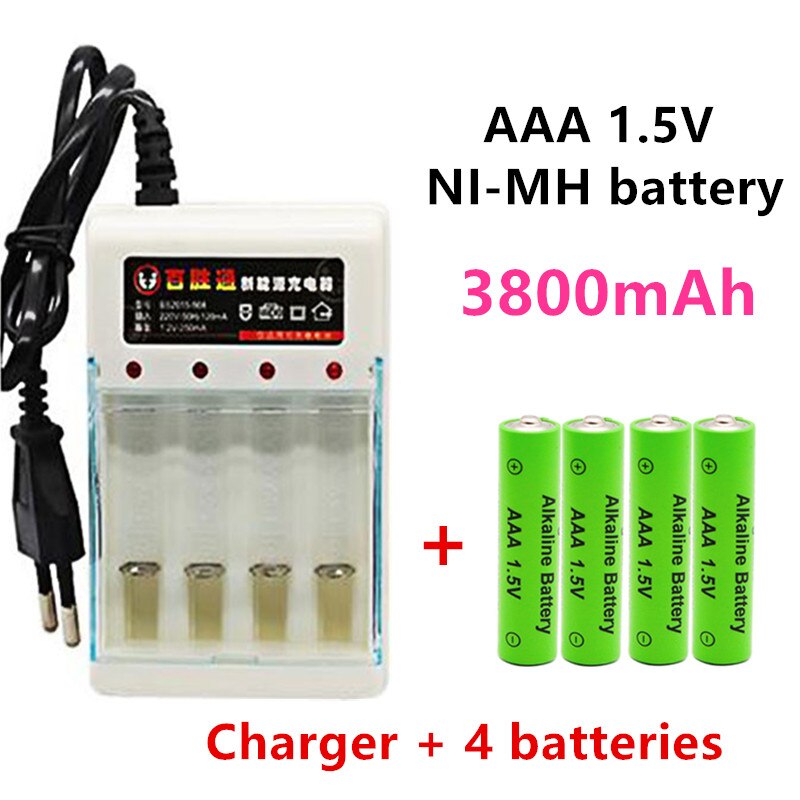 Figh-batería recargable de Ni-MH para juguetes, pilas recargables aa de 1,5 V, 3800mAh, NI MH AAA precargadas, micrófono de cámara y cargador