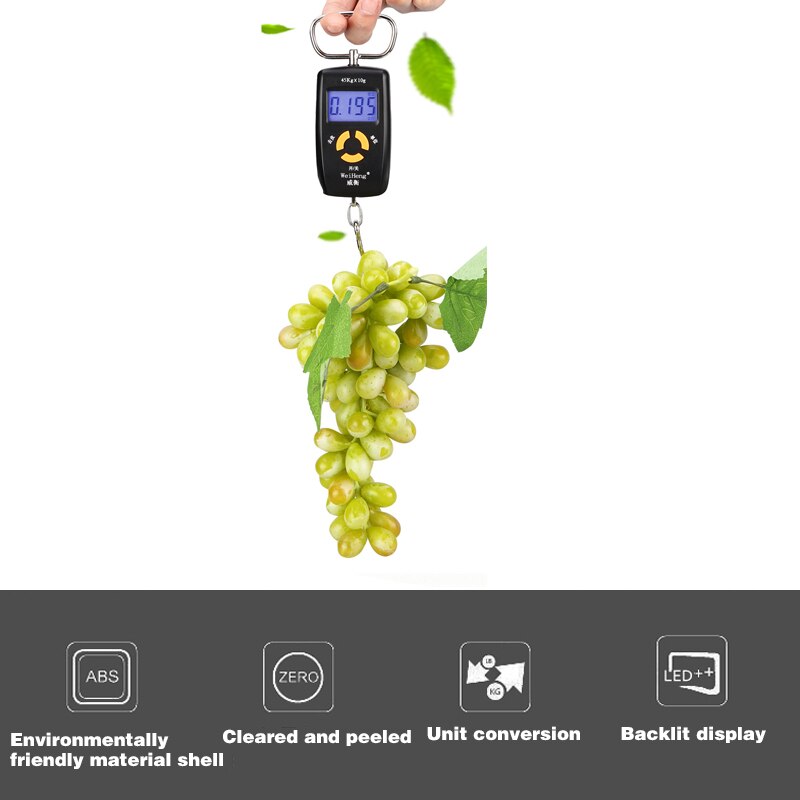 0-10Kg/5g 10-45Kg/10g Portable Mini Digital Scale Double Precision LCD Display Backlight Luggage Scale With Tape Measure