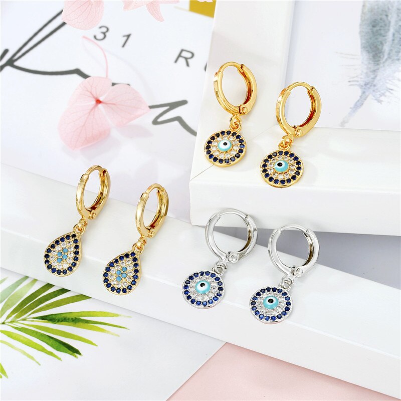 1Pair Boemia Carino Evil Eye Orecchini a Cerchio per Le Donne Della Corea Trendy Oro Cerchio di Colore Del Fumetto Piccolo Orecchini Dei Monili Turco e714