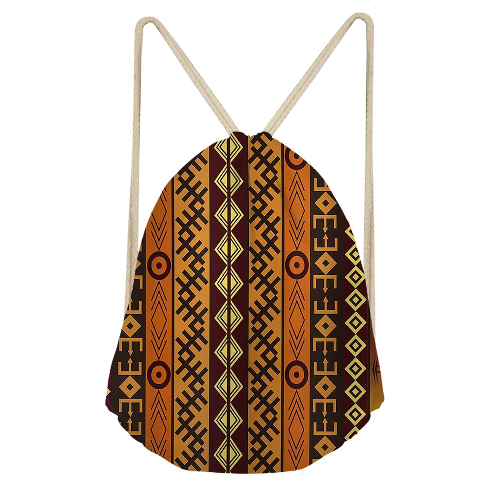 Art Style africain impression cordon sacs femmes ethnique noir Style plage épaules sac Afro dames élément chaîne sac à dos: Orange