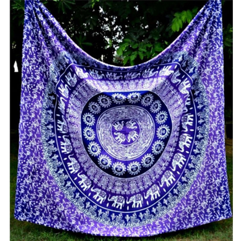 150*210cm Large Mandala Indian Beach Mat Polyester Thin Blanket Tapestry Wall Hanging Bohemian Yoga Shawl Mat Blankets: Chocolate