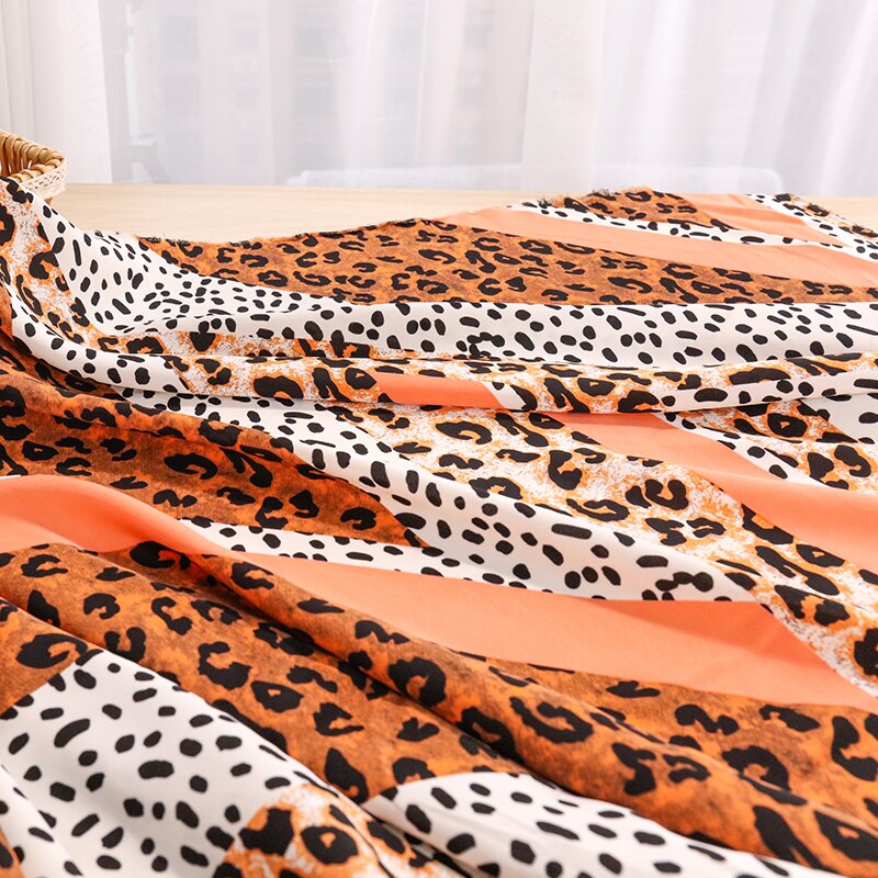 Nigeria Vintage Chiffon Fabric Polyester Leopard Chiffon Printed Fabric For Summer Blouse And Dress TJ0312
