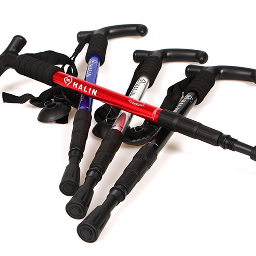 Lightweight Adjustable Trekking Poles Aluminum Alloy 4 Section Anti-Shock Hiking Canes Outdoors Telescopic Walking Hiking Sticks