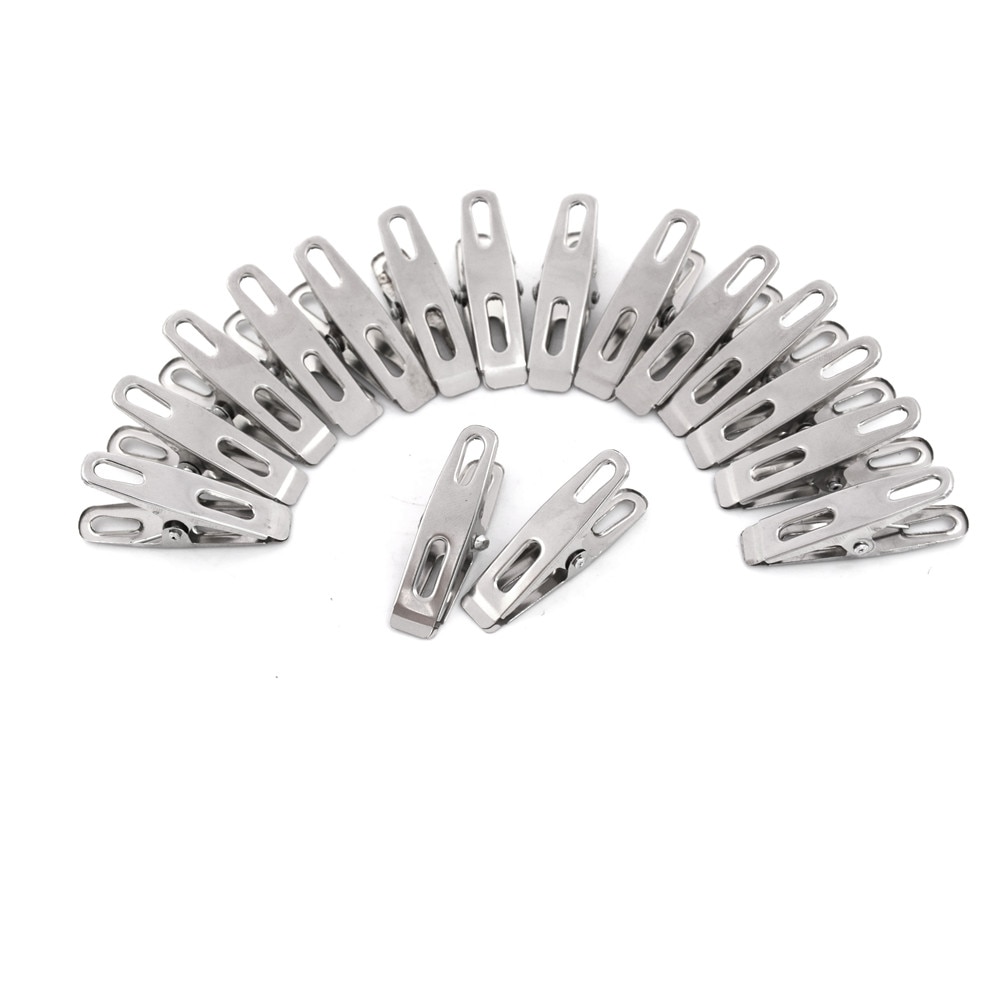 20 Teile/los Edelstahl Wäscheklammern Datei Metall Clips Für Mantel Hosen Wäscheständer KleiderbüGel Gestell Waschen essen Verschlußklammer