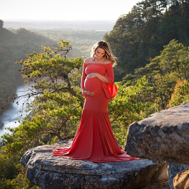 Stil barselsfotografering rekvisitter maxi graviditetskjole bomuld gravid kjole barsel fancy fotografering gravid kjole