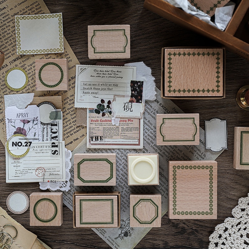 Marco Vintage INS Style etiquetas decoración sello sellos de goma madera para Scrapbooking papelería DIY Craft ESTAMP estándar