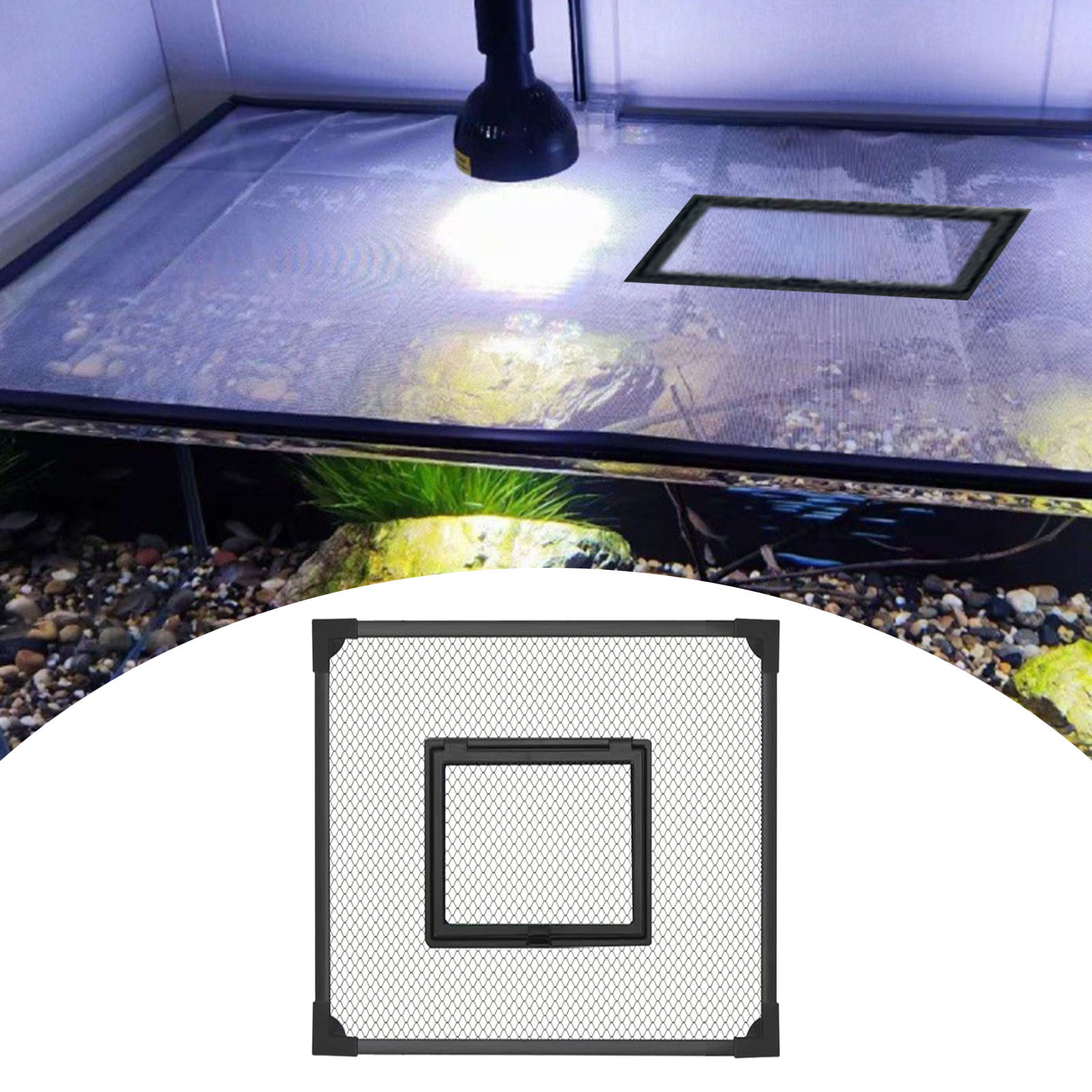 Fish Tank Cover Self Assembly Anti Jump Net Magnetic Black Mesh,Turtle Tank Net Fish Tank Top Protective Cover Replacement