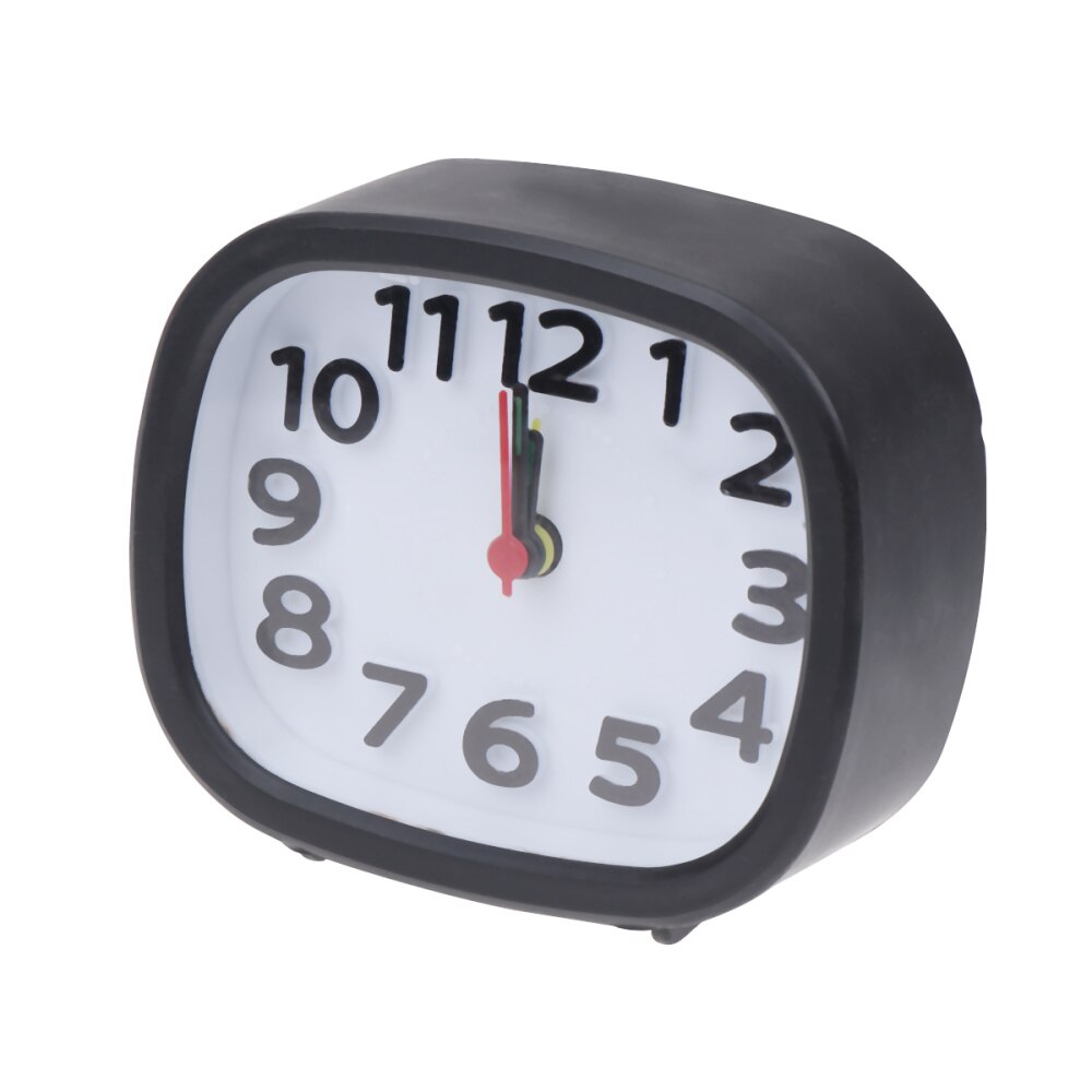 Simple Square Alarm Clock Small Desktop Clock Luminous Hour and Minute Hand Kids Alarm Clock Without Battery (Black)