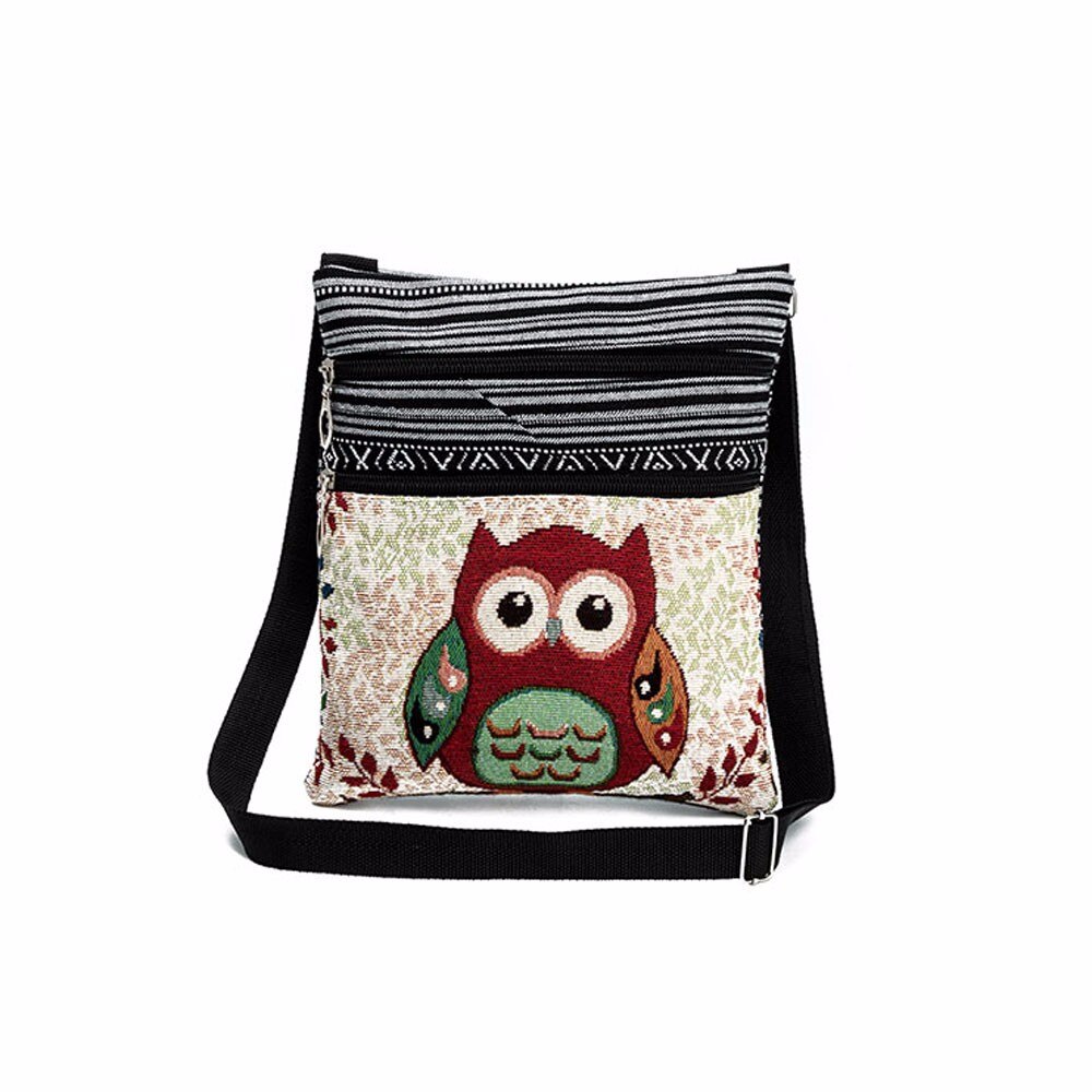 Large Capacity Canvas Cartoon Owl Satchel Tote Shoulder Bags For Women Casual Wild Handbag For Birthday bolso mujer: K