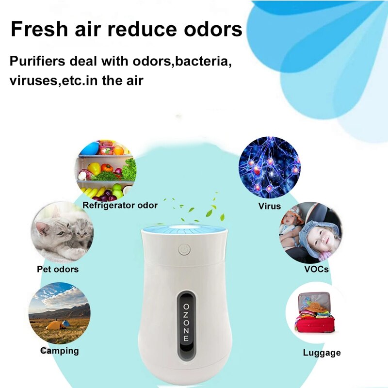 Top USB Ozone Generator Ozonator Air Purifier Water Food Vegetable 5Mg/H Multipurpose Portable Ozone Machine
