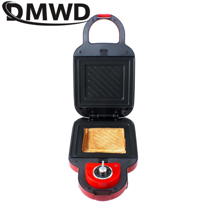 Dmwd 650w elektrisk sandwich maker timing vaffel maker morgenmad brødrister bagning maskine multifunktionel sandwichera æg kage ovn