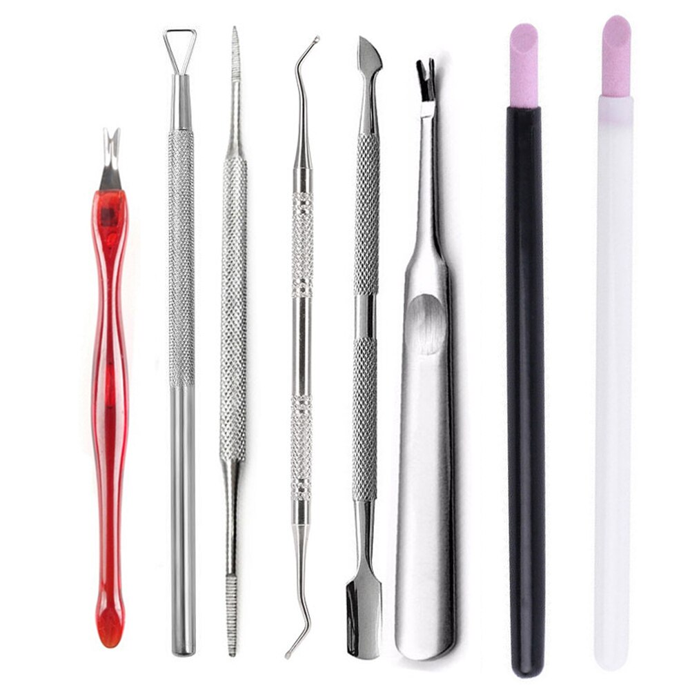 Bittb-Juego de Herramientas de manicura y pedicura, empujador de cutículas de acero inoxidable, cuchara para cutículas, empujador raspador