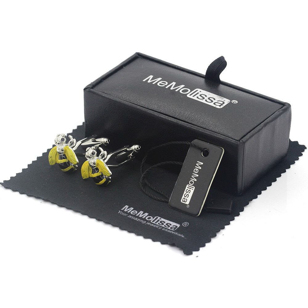MeMolissa – boutons de manchette classiques pour hommes, boîte d&#39;affichage, Animal doré, boutons de manchette d&#39;affaires, étiquette gratuite, chiffon: Cufflinks Box Set