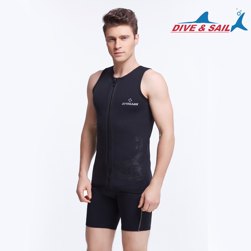 Dive & Sail Mannen 3 Mm Neopreen Wetsuit Vest Met Rits Mouwloze Duiken Jumpsuit Surfen Rashguard Onderwatervissers Warm shirt