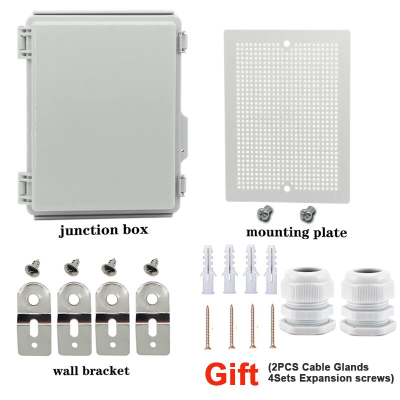 Waterproof IP67 Electrical Junction Box Hinged Clear Cover Stainless Steel Latch Enclosure Mounting Plate Bracket 220x170x110mm: Grey