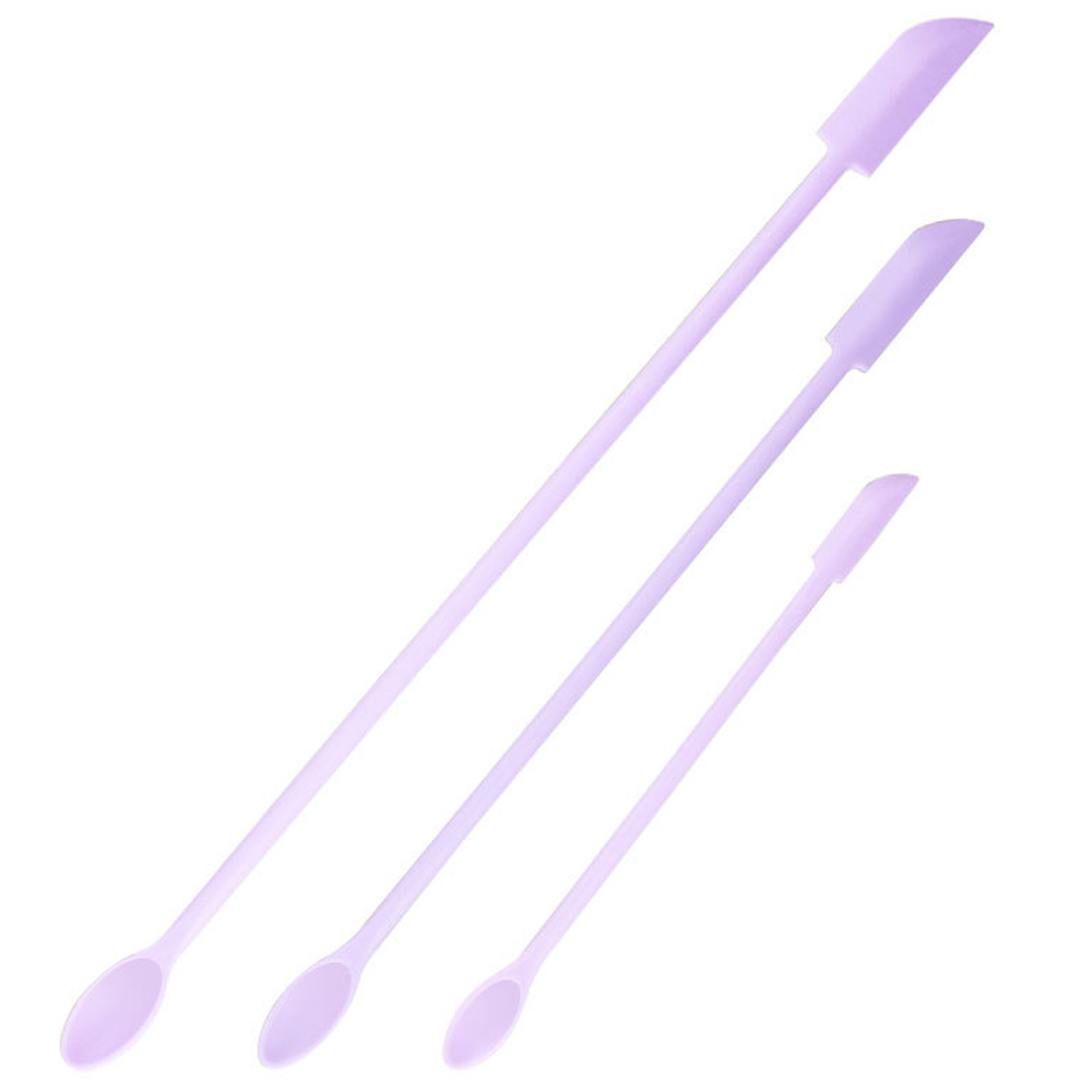 Ensemble de spatules en Silicone, grattoir à Double tête, crème de confiture cosmétique, bouteille profonde, Mini spatule allongée à petite pointe, outil de maquillage Spa 3 pièces: Violet