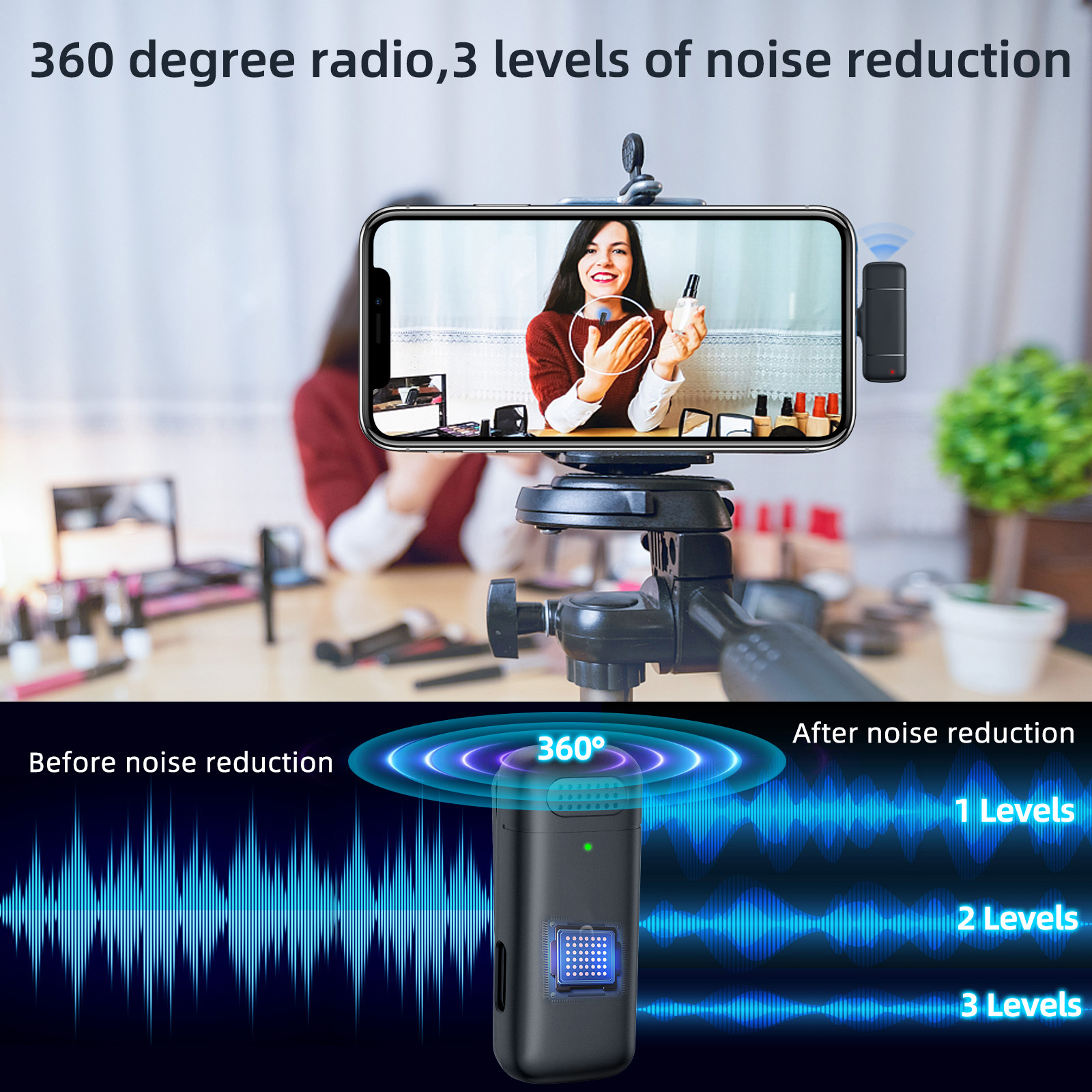 Wireless Lavalier Microphone Charging Case Mic Portable Audio Video Recording for iPhone Android Notebook Live Gaming Mic