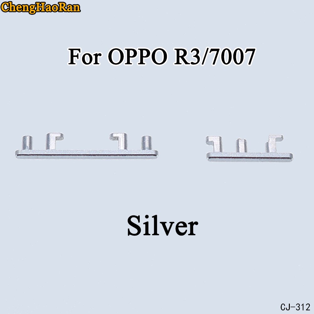 ChengHaoRan 1 Juego para OPPO R7 R7S R7 Plus R3 7007 botón lateral botón de encendido + volumen botón interruptor botón conjunto piezas: R3 7007-Silver