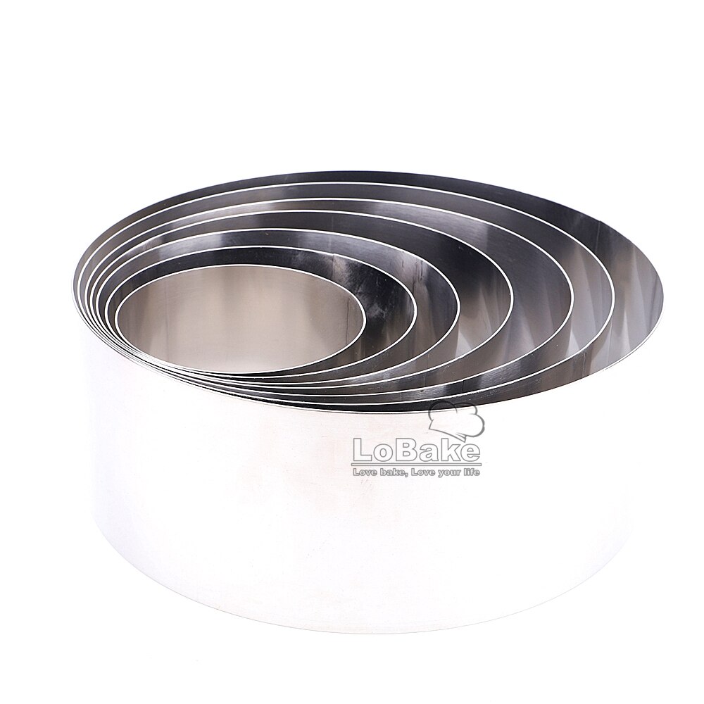 Molde de anillo de mousse de acero inoxidable 304 de 10cm de altura, 4, 5, 6, 7, 8, 9, 10 pulgadas, círculo redondo liso, capa para pastel de bodas, DIY