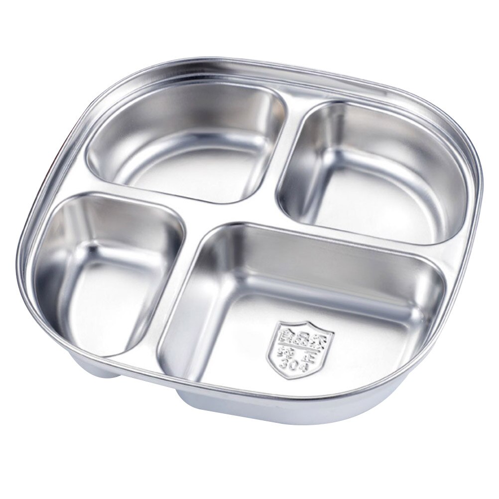 Divided Food Serving Plate Multi-use Buffet Plate Canteen Food Tray for Restaurant: Silver-119.5X19.5CM