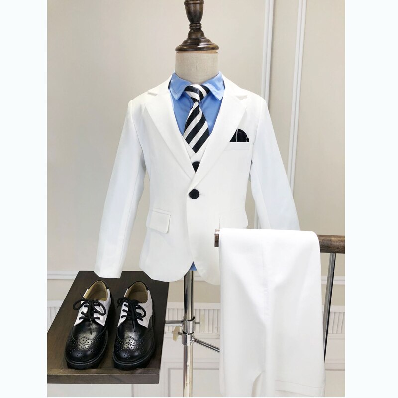 Children&amp;#39;s Formal Wedding suit Sets Boys navy Style Blazer Vest Pants 3pcs Outfits Kids Party Performance Costume