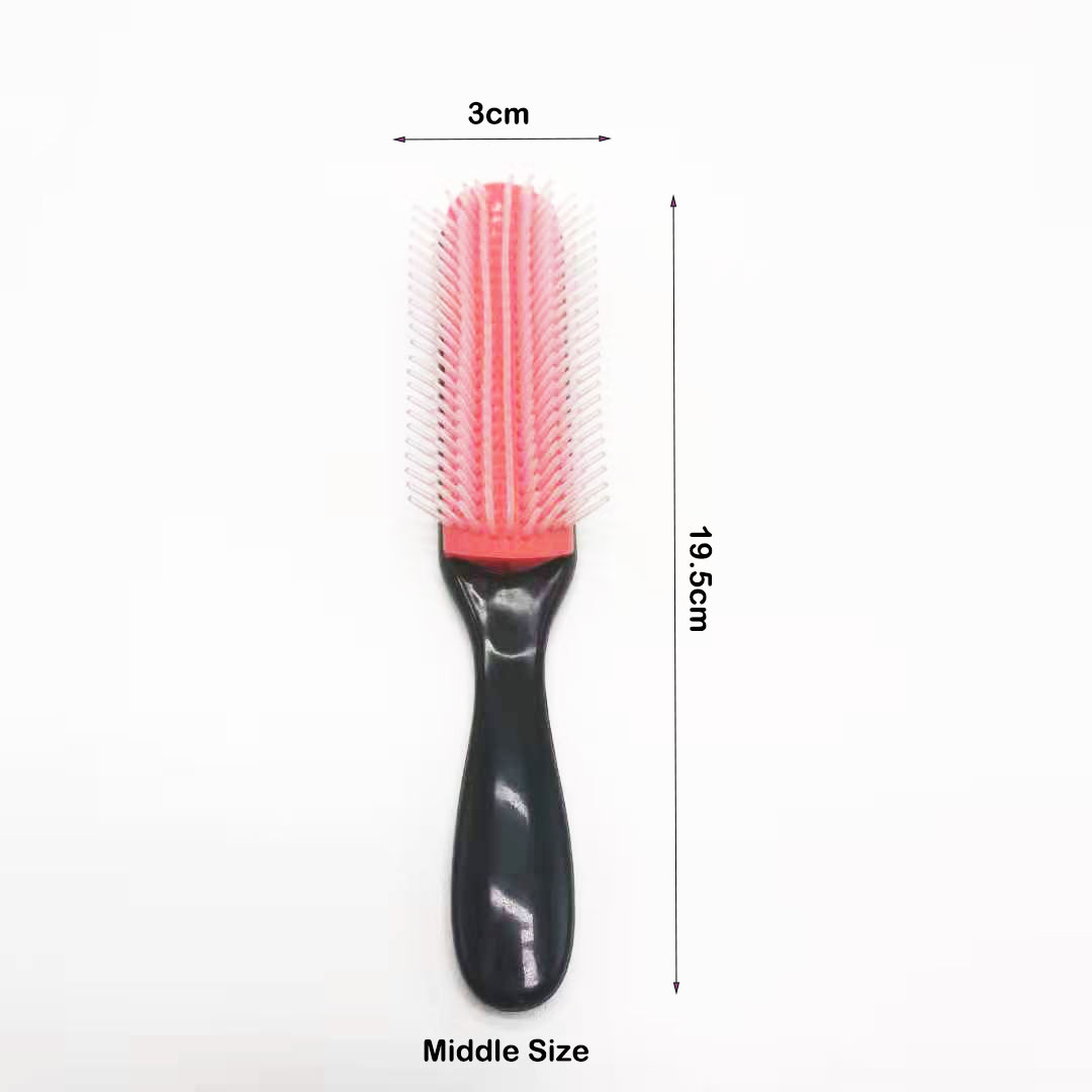 Peine de 9 y 5 filas para desenredar el cabello, cepillo de cola de rata, peinado, pelo mojado y rizado liso, cepillo de masaje para el cuero cabelludo para mujer: Middle row 9