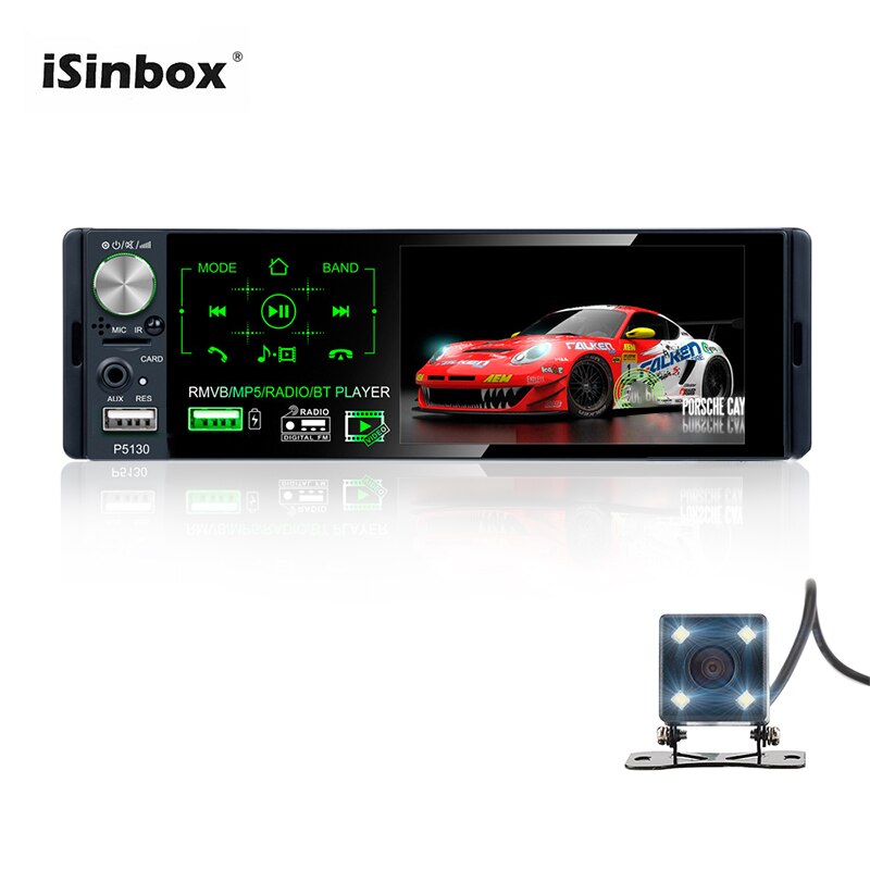 Isinbox rds bilradio 1 din autoradio 4.1 "berøringsskærm multimedieafspiller bluetooth aux fm usb bakkamera auto radio 1 din: Med 4- lysdioder kamera