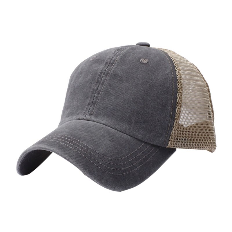 Tennis Baseball Cap Retro Stijl Gewassen Katoen Mesh Strapback Hoed Hoofddeksels Outdoor Sportkleding met Verstelbare Rug Sluiting: 5